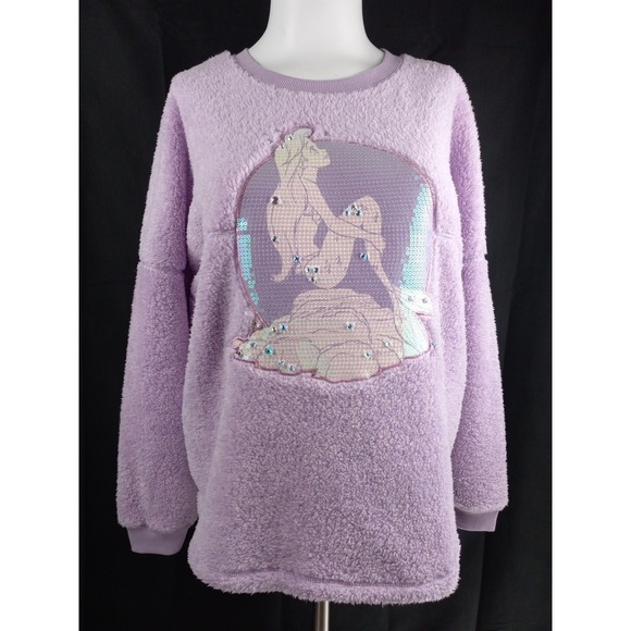 Disney Women Lavender Plush The Little Mermaid Long Sleeve Sweatshirt Size Large - Picture 1 of 15